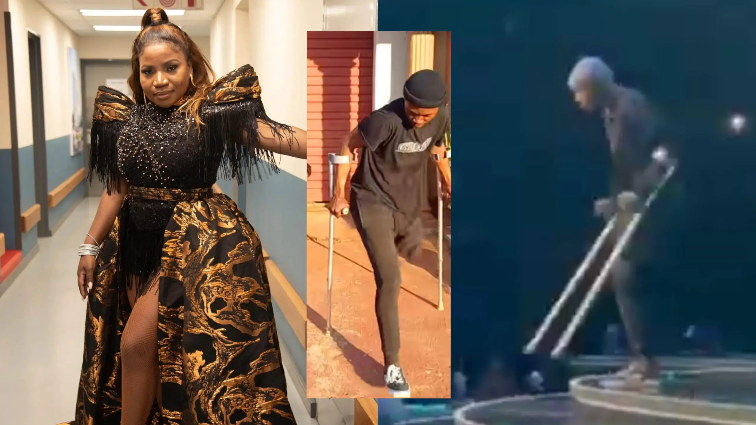 Watch as Makhadzi perfoms with a one legged dancer